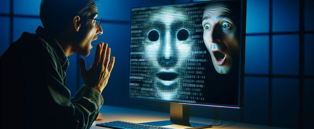 Man see himself in monitor
