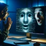Man see himself in monitor