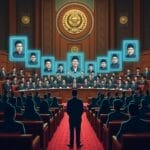 Man addresses assembly of men in formal attire; digital portraits of young men displayed above. | Cyberinsure.sg