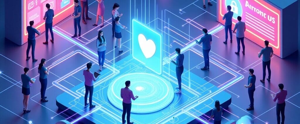 Isometric view of people interacting with cloud computing infrastructure, including data security and AI elements. "Airront US" displayed. | Cyberinsure.sg