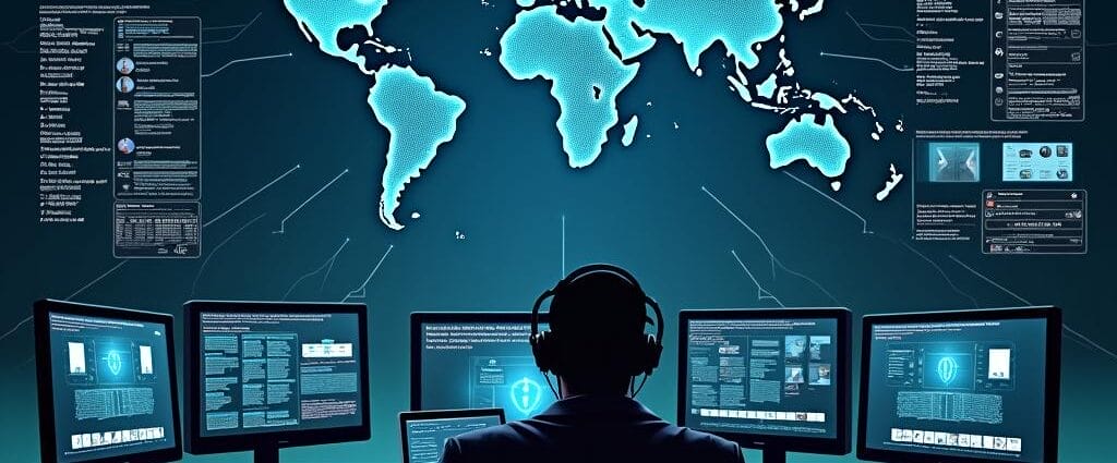 Cybersecurity analyst monitoring a global network for threat detection. | Cyberinsure.sg