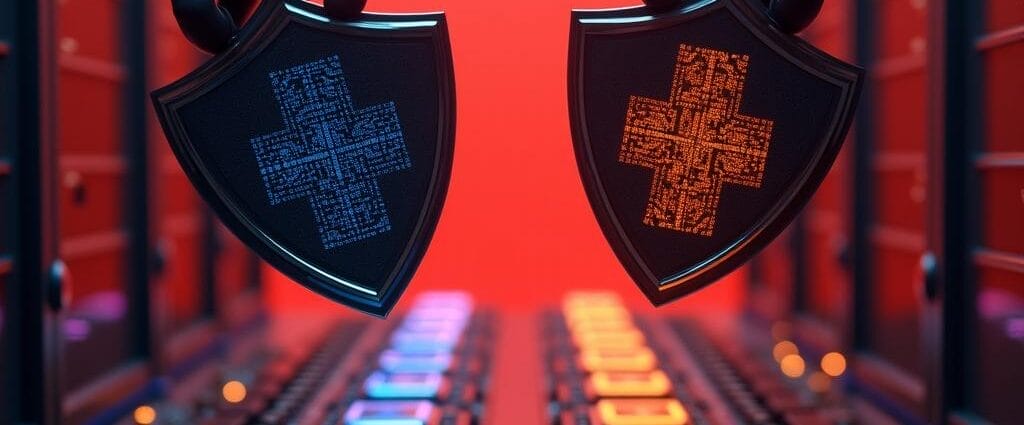 Cybersecurity shields protect data servers under the Chinese flag, highlighting digital defense. | Cyberinsure.sg